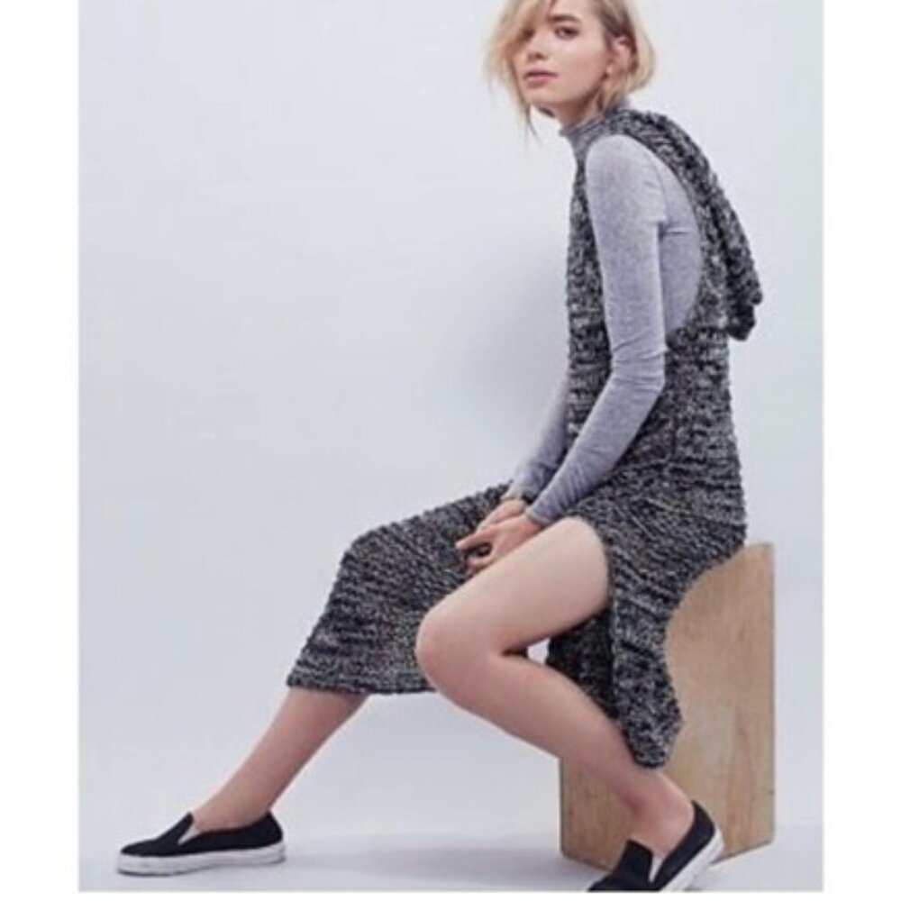 NWOT - FREE PEOPLE ~ Bali Boho Chic Knit Hooded Tunic/Beach Cover-up Dress - M/L